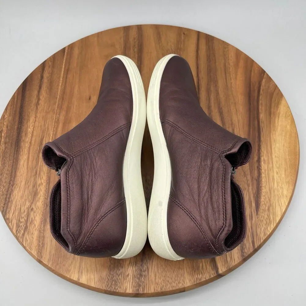 Ecco Soft 7 Shoes Womens 8 / 39 Brown Leather Comfort Zip Sneakers Boots Booties